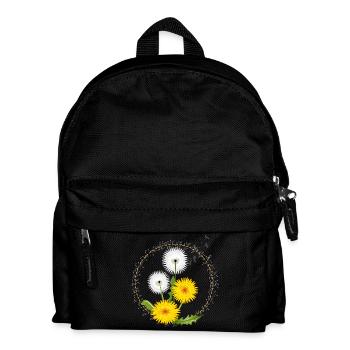 Dandelions and yellow dandelion flowers in the frame - Kids' Backpack - black - Front