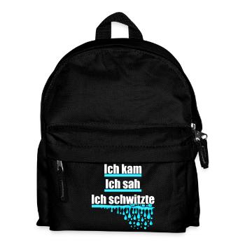 Ich kam, sah und schwitzte, Hitze, Schweiß, heiß - Kinder Rucksack - Schwarz - Vorne