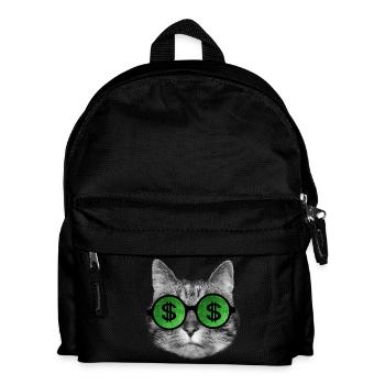 Lustige reiche Katze mit Dollarzeichenbrille - Kinder Rucksack - Schwarz - Vorne