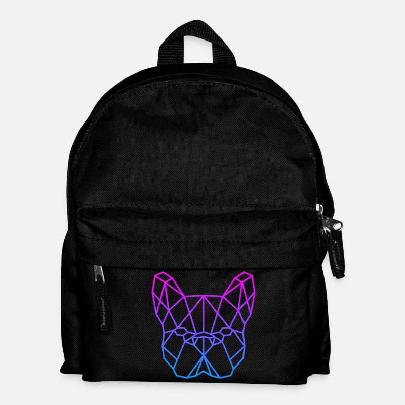 Geometrischer Bulldog Neon Gradient - Kinder Rucksack - Schwarz