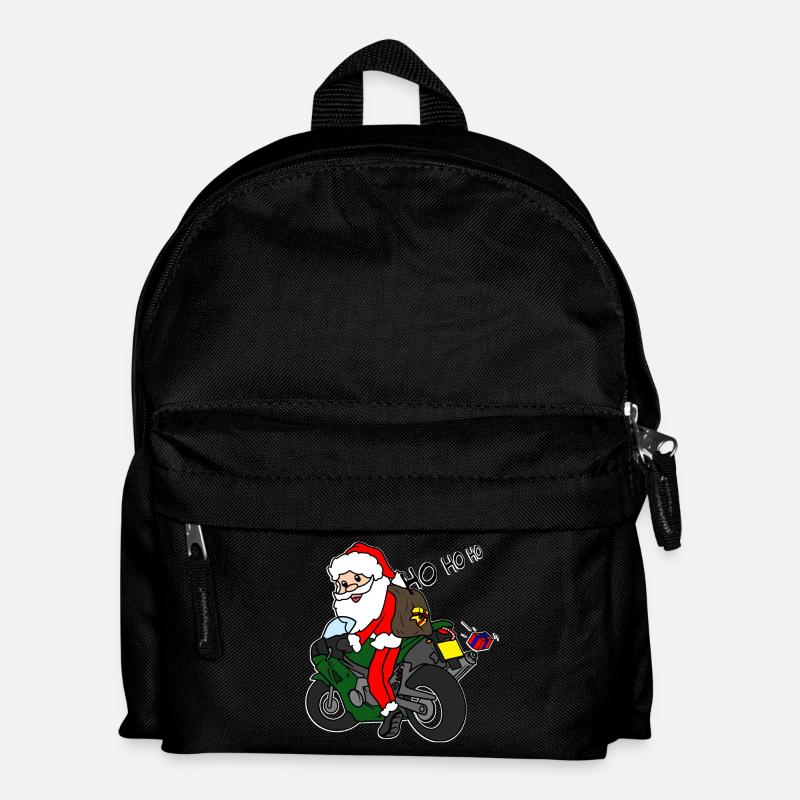 Weihnachts-Weihnachtsmann auf Motorrad mit Geschenken - Kinder Rucksack - Schwarz