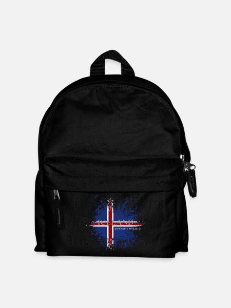 Flagge von Island Grunge, Isländischer Stolz - Kinder Rucksack - Schwarz