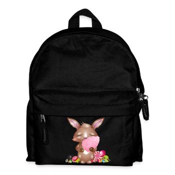 cute bunny with cotton candy & candy - Kids' Backpack - black - Front