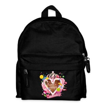 Gingerbread heart with icing wishes and crown - Kids' Backpack - black - Front