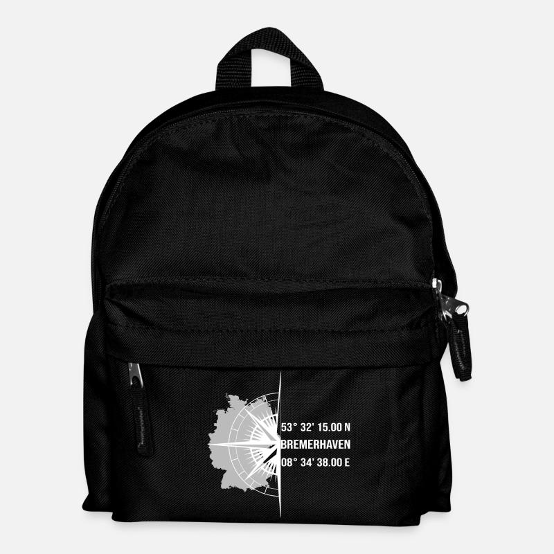 Koordinaten Bremerhaven - Kinder Rucksack - Schwarz
