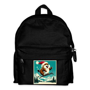 Murmeltier Ski Vintage Poster - Kinder Rucksack - Schwarz - Vorne