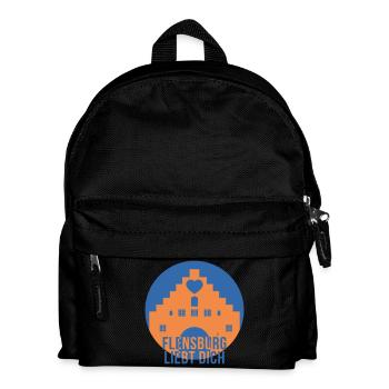 Flensburg liebt dich - Kinder Rucksack - Schwarz - Vorne