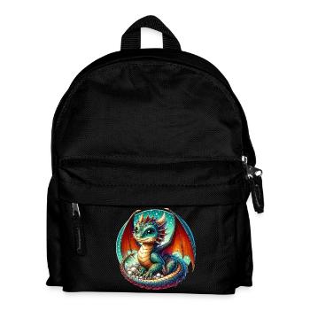Drache - Kinder Rucksack - Schwarz - Vorne