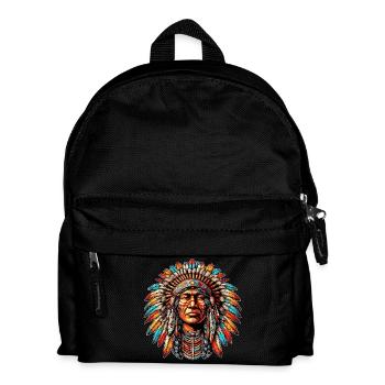 Amerikanisch Indianer Amerikanische Rote Haut - Kinder Rucksack - Schwarz - Vorne
