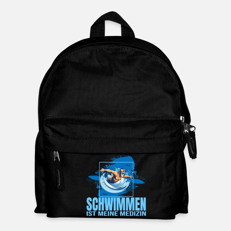 Schwimmen ist meine Medizin - Kinder Rucksack - Schwarz