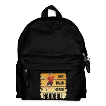 Tempo - Dynamik - Teamwork - Handball - Kinder Rucksack - Schwarz - Vorne