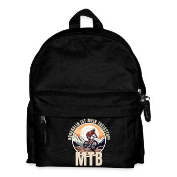 Mountainbike: Adrenalin ist mein Treibstoff - Kinder Rucksack - Schwarz - Vorne
