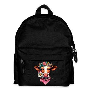 Vache avec des fleurs - Sac à dos Enfant - noir - Devant
