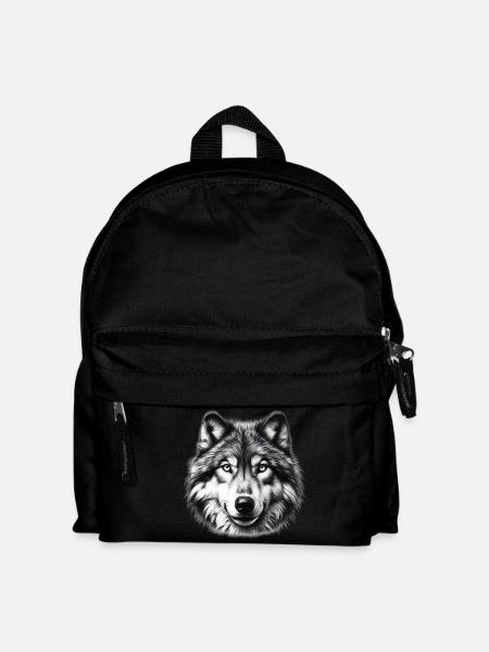 Wolf - Kinder Rucksack - Schwarz