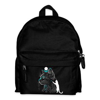 Chat Bastet minimaliste de profil avec lune - Sac à dos Enfant - noir - Devant