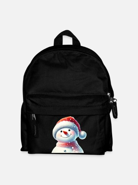 Charming snowman in winter attire - Kids' Backpack - black