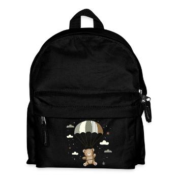 Bär mit Fallschirm – Verspielte Tier Illustration - Kinder Rucksack - Schwarz - Vorne