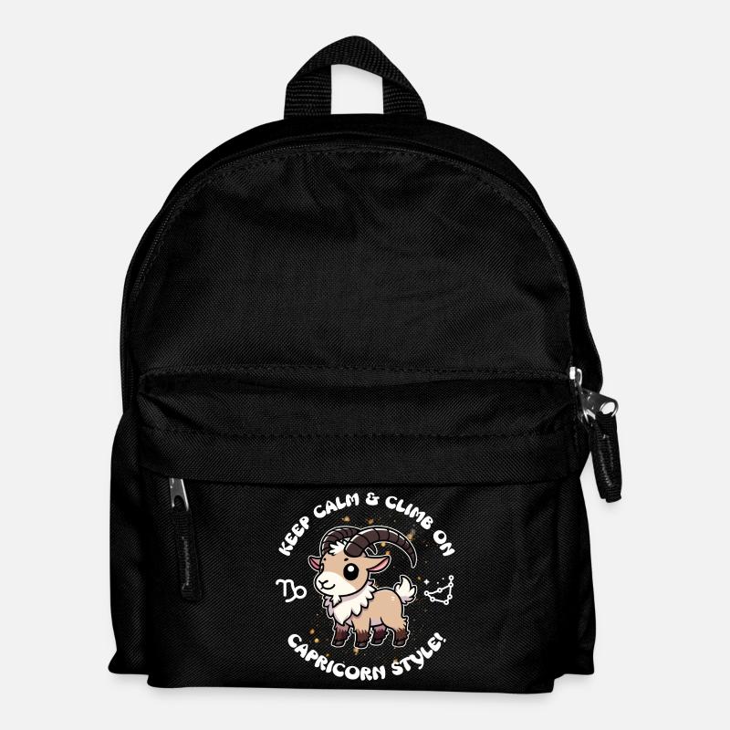 Ruhe bewahren und weiterklettern – Steinbock Style - Kinder Rucksack - Schwarz