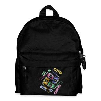 Life is better with my camera - Kinder Rucksack - Schwarz - Vorne