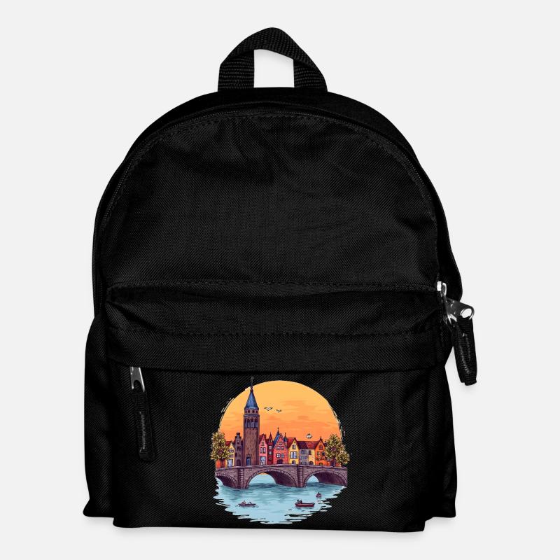 Amsterdam Skyline -  - Kinder Rucksack - Schwarz