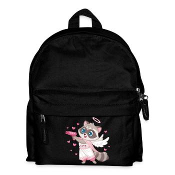 Amor Waschbärengel mit Flügeln - Kinder Rucksack - Schwarz - Vorne