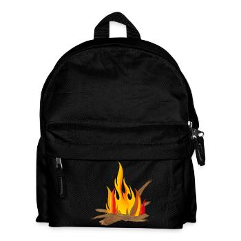Campfire illustration with logs & flames - Kids' Backpack - black - Front