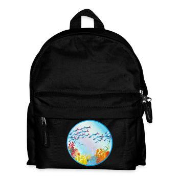 Banceau de poissons colorés dans le récif corallien - Sac à dos Enfant - noir - Devant