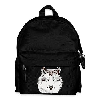 White wolf blue eyes - Kids' Backpack - black - Front