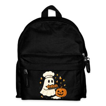 Halloween ghost with chef's hat and pumpkin - Kids' Backpack - black - Front
