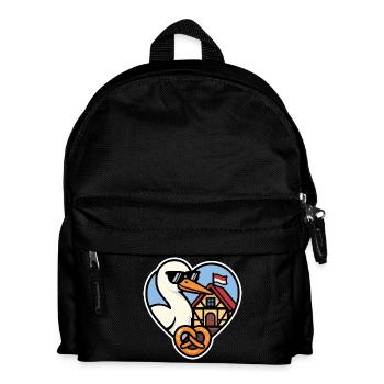Elsässer Storchherz und Brezel Elsässischer Stolz - Kinder Rucksack - Schwarz - Vorne