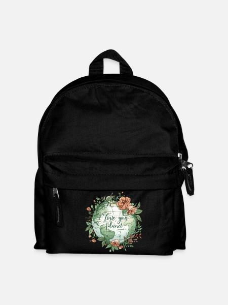 Love Your Planet Eco T-Shirt - Kinder Rucksack - Schwarz