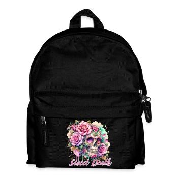 Blumen Schädel Schönheit Blühen - Kinder Rucksack - Schwarz - Vorne