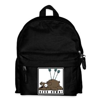 Funny darts comic motif. BEAR DOWN ! - Kids' Backpack - black - Front