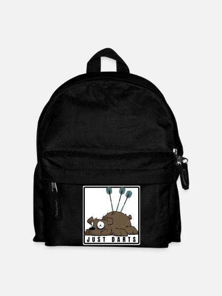 Lustiges Darts Comic Motiv. JUST DARTS - Kinder Rucksack - Schwarz