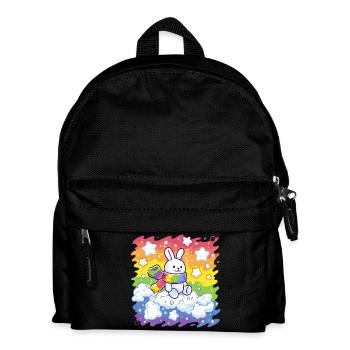 Regenbogenhase auf Wolke - Kinder Rucksack - Schwarz - Vorne