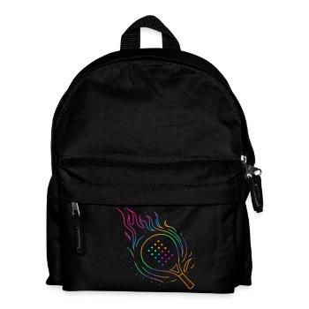 Padel mit flammendem Schläger Design - Kinder Rucksack - Schwarz - Vorne