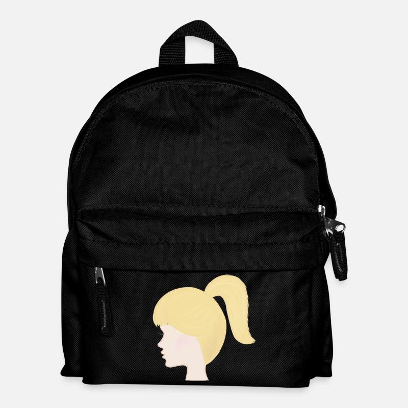 Blonde Ponytail Portrait Doll Toy Doll - Kids' Backpack - black