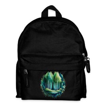 Forest Long Tree Nature Painting Print - Kids' Backpack - black - Front