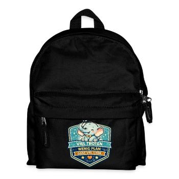 Süßer Elefanten-Patch mit Motto - Kinder Rucksack - Schwarz - Vorne