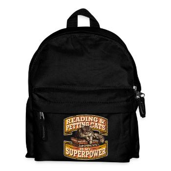 Reading And Petting Cats Is My Superpower Book - Kids' Backpack - black - Front