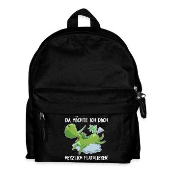 Flatulierendes Einhorn – Lustiger Spruch - Kinder Rucksack - Schwarz - Vorne