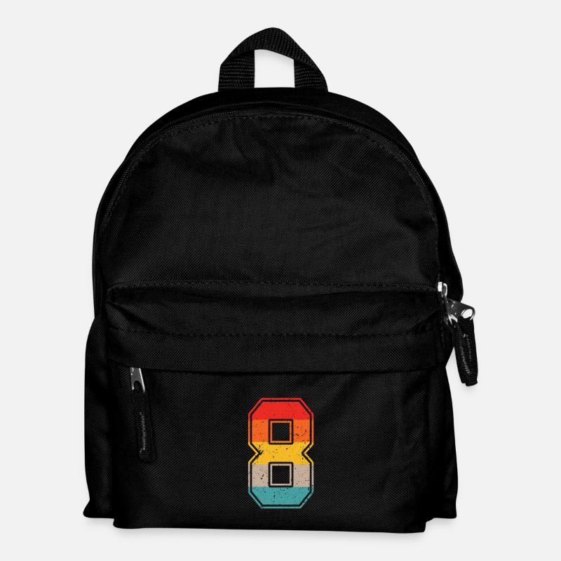 8 Jahre Retro Trikot Nummer 8 T-hirt Nummer 8 - Kinder Rucksack - Schwarz