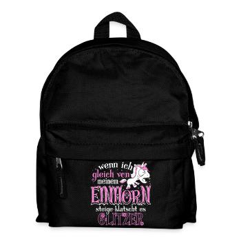 Einhorn Glitzer - Kinder Rucksack - Schwarz - Vorne