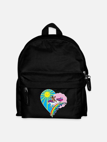 kidscontest children heart unicorn gingerbread man - Kids' Backpack - black