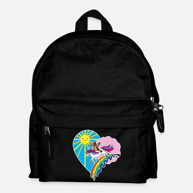kidscontest Kinder Herz Einhorn Lebkuchenmann - Kinder Rucksack - Schwarz
