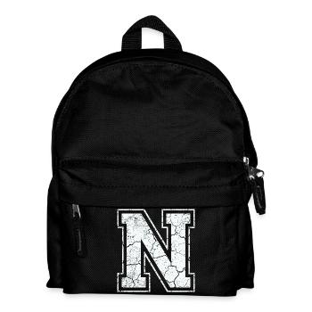 Letter N in white in the used look - Kids' Backpack - black - Front