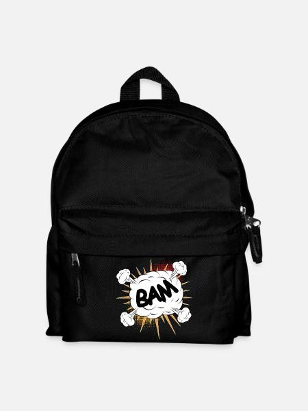 Bam Comic Kampf Wolke für eigene Texte & Motive - Kinder Rucksack - Schwarz