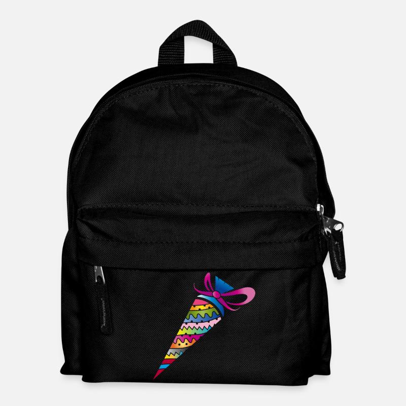 kunterbunte gemusterte Schultüte zur Einschulung - Kinder Rucksack - Schwarz