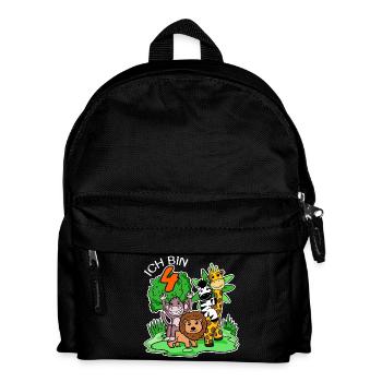 4. Geburtstag - Ich bin 4 - Tiere Wildnis - Kinder Rucksack - Schwarz - Vorne