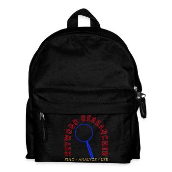 Keyword Recherche Lupe Logo - Kinder Rucksack - Schwarz - Vorne